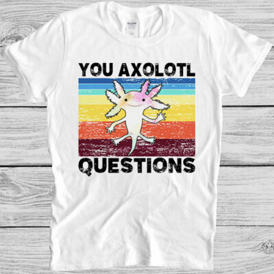 Axolotl Funny You Axolotl Questions 90s Humor Meme Style Gift Tee T Shirt 7081