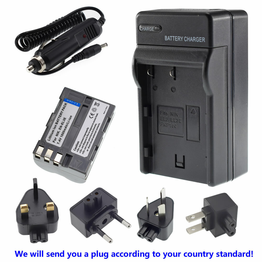 DSTE 2-Pack Batterie EN-EL3E + Chargeur DC11E Pour Nikon D70 D80 D90 D200 D300 D700