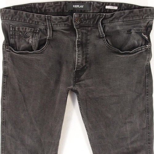 Mens Replay M914 ANBASS Stretch Slim Tapered Grey Jeans W33 W34 L32 eBay
