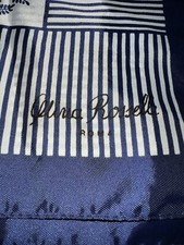 Olivia Rosselli Roma Ladies Blue and White Scarf - 26 inches Square Signed
