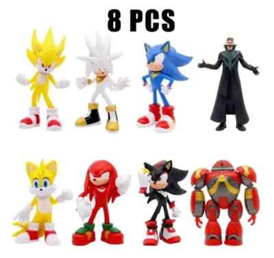 8PCS Sonic Hedgehog Action Figures Set PVC Collectible Toys Kids Gift Decor