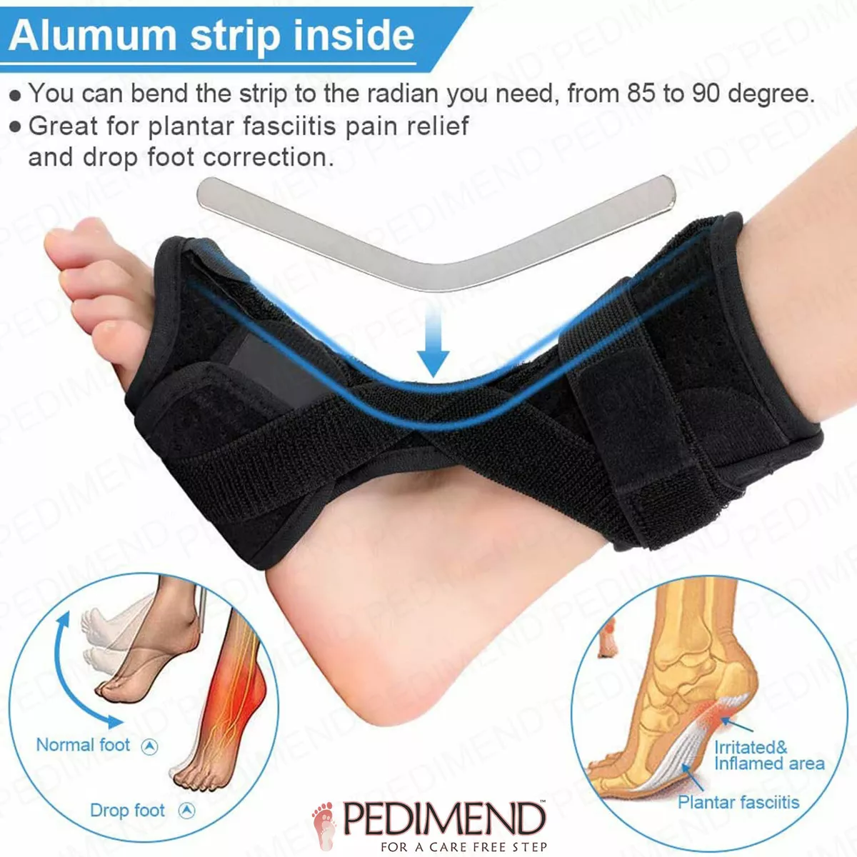 PEDIMEND Plantar Fasciitis Night Splint Drop Foot Pain Relief Ankle Brace  Arch