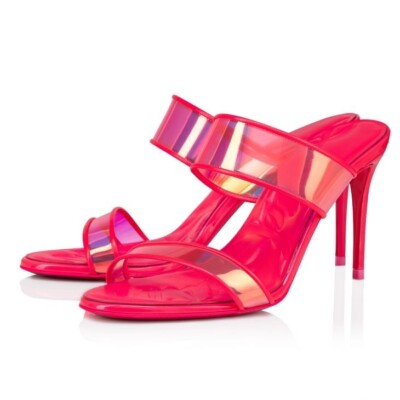 Christian Louboutin Just Loubi 85 Fluo Pink Backless Sandal Mule