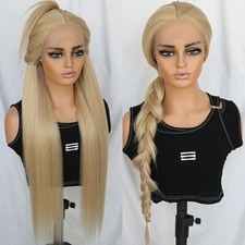 Platinum Blonde Lace Front Wigs Pre Plucked Long Straight Hair Women Party Soft