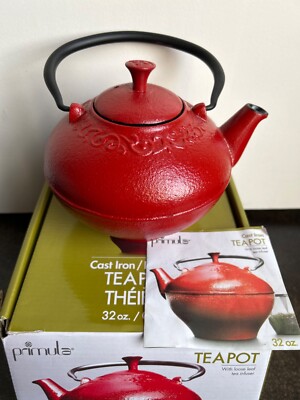 Primula 32 oz Red Japanese Cast Iron Teapot with Loose Leaf Tea Infuser