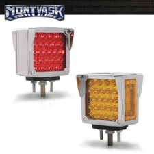 2Pcs Square 52 LED Dual Face Stud Mount Pedestal Fender Turn Signal Marker Light