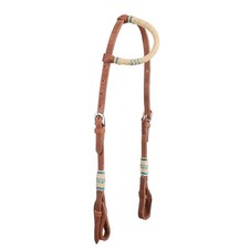 Showman Argentina Cow Leather Single Ear Headstall w/ Teal Rawhide Accents
