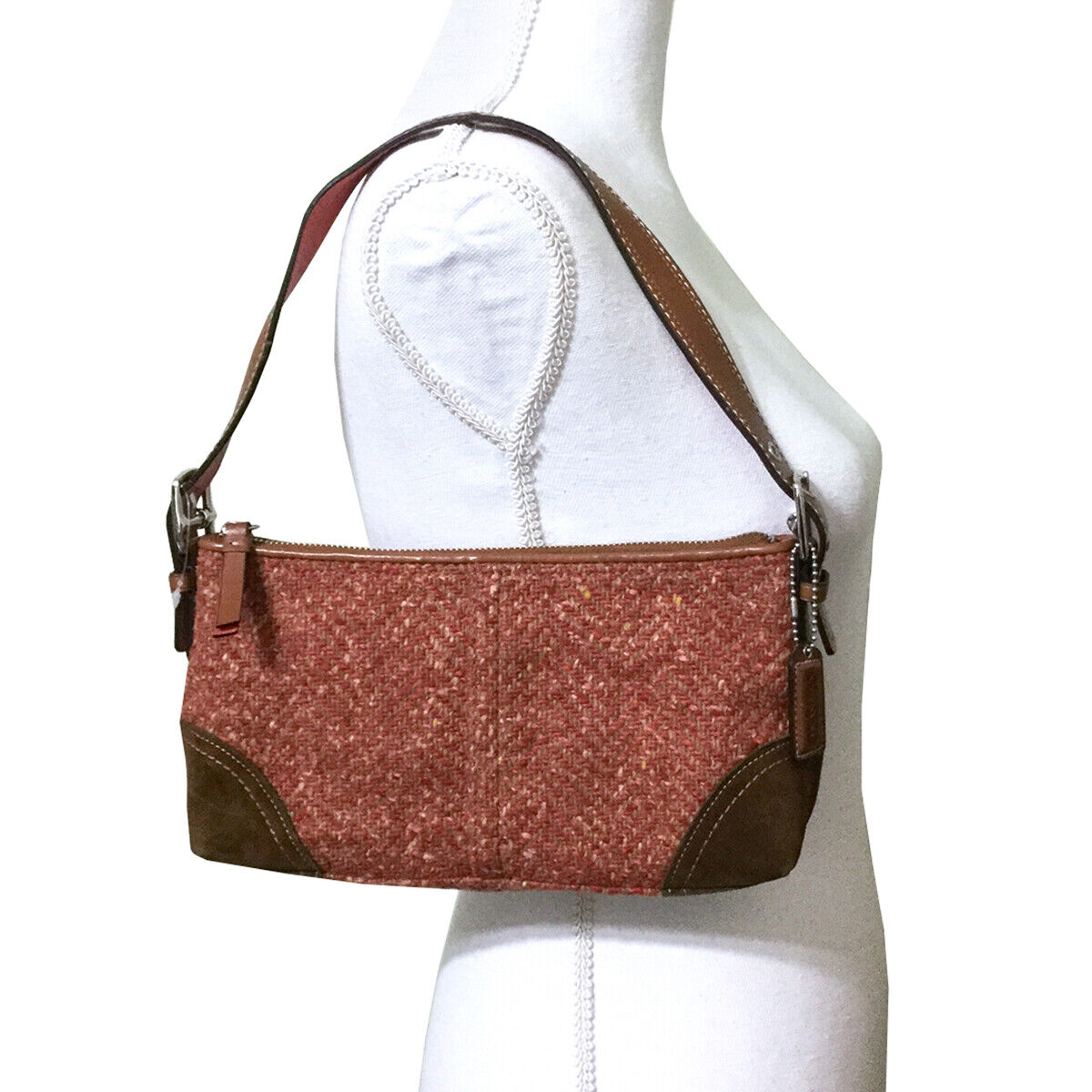 Coach Hamptons Bag Herringbone Wool Tweed Rust Vintage Coach Hamptons Bag Herringbone Wool Tweed Rust Vintage