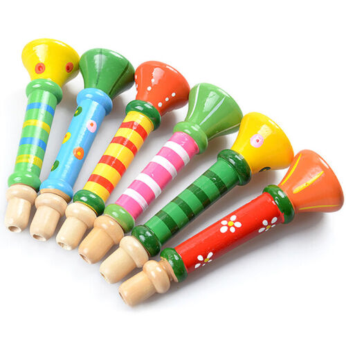 Multi-color Wooden Small Trumpet Kids Baby Musical Instrument Learning Toy Gift - Picture 1 of 11