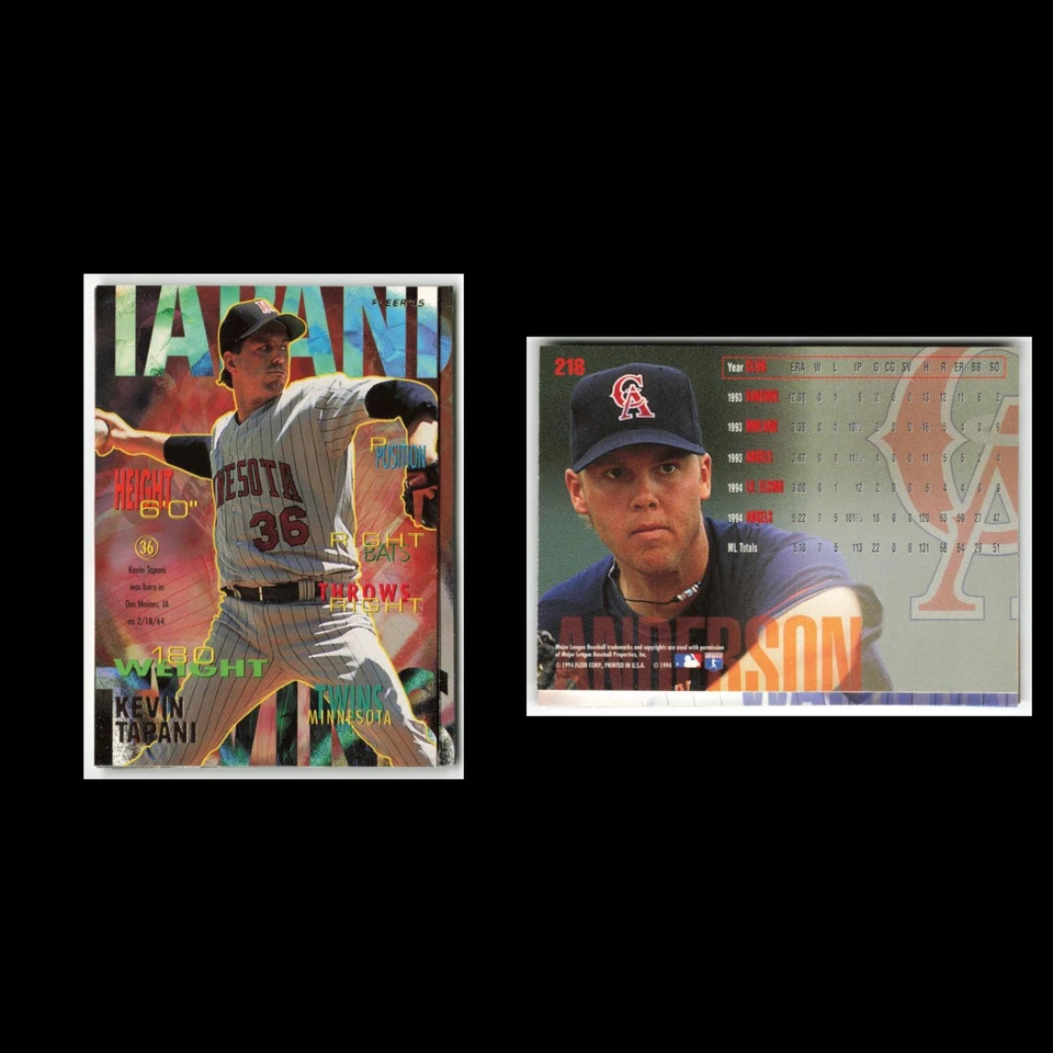 Tarjeta de béisbol Kevin Tapani #218 1995 Fleer Minnesota Twins MLB casi nueva Foto 3 de 3