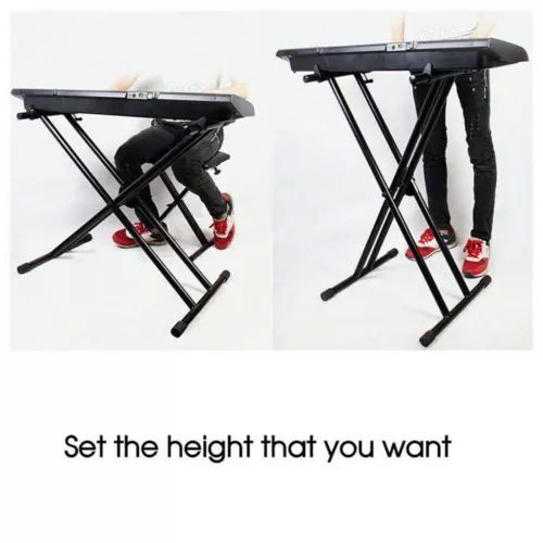 Adjustable Music Keyboard Stand Portable Piano Stool X-Shaped Bench Seat Set AU - Picture 7 of 21