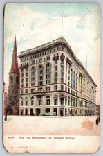 Metropolitan Life Insurance Building NY City Street View C1901 Postcard J23