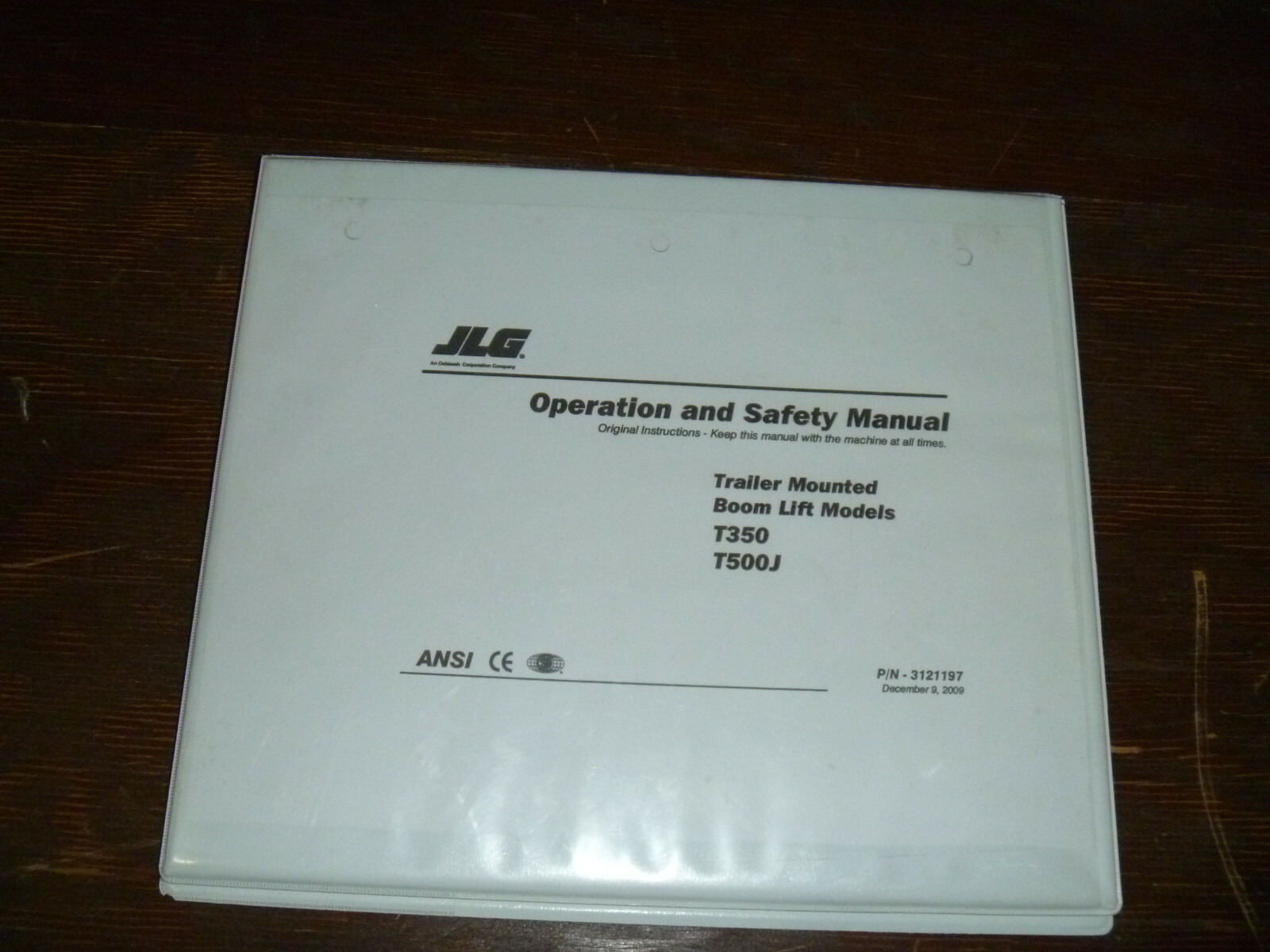JLG T350 T500J Trailer Mount Boom Lift Operator Maintenance Manual P/N