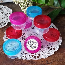 21 CLEAR Plastic Jars 1/2oz Makeup Container Pink Red Aqua Caps USA Screw Cap