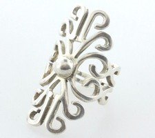 ATI Mexico Sterling Silver Abstract Filigree Twirl Design Ring - Size 6