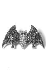 Gothic Glam Black Rhinestones Clear Crystal Bat Shape Hair Clip Metal Alloy NWT