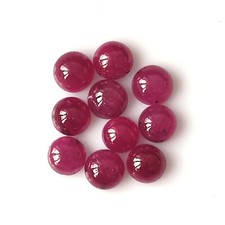 Genuine Ruby Cabochon 4X4 mm Round Cut Natural Unheated Loose Gemstone 10 Pieces