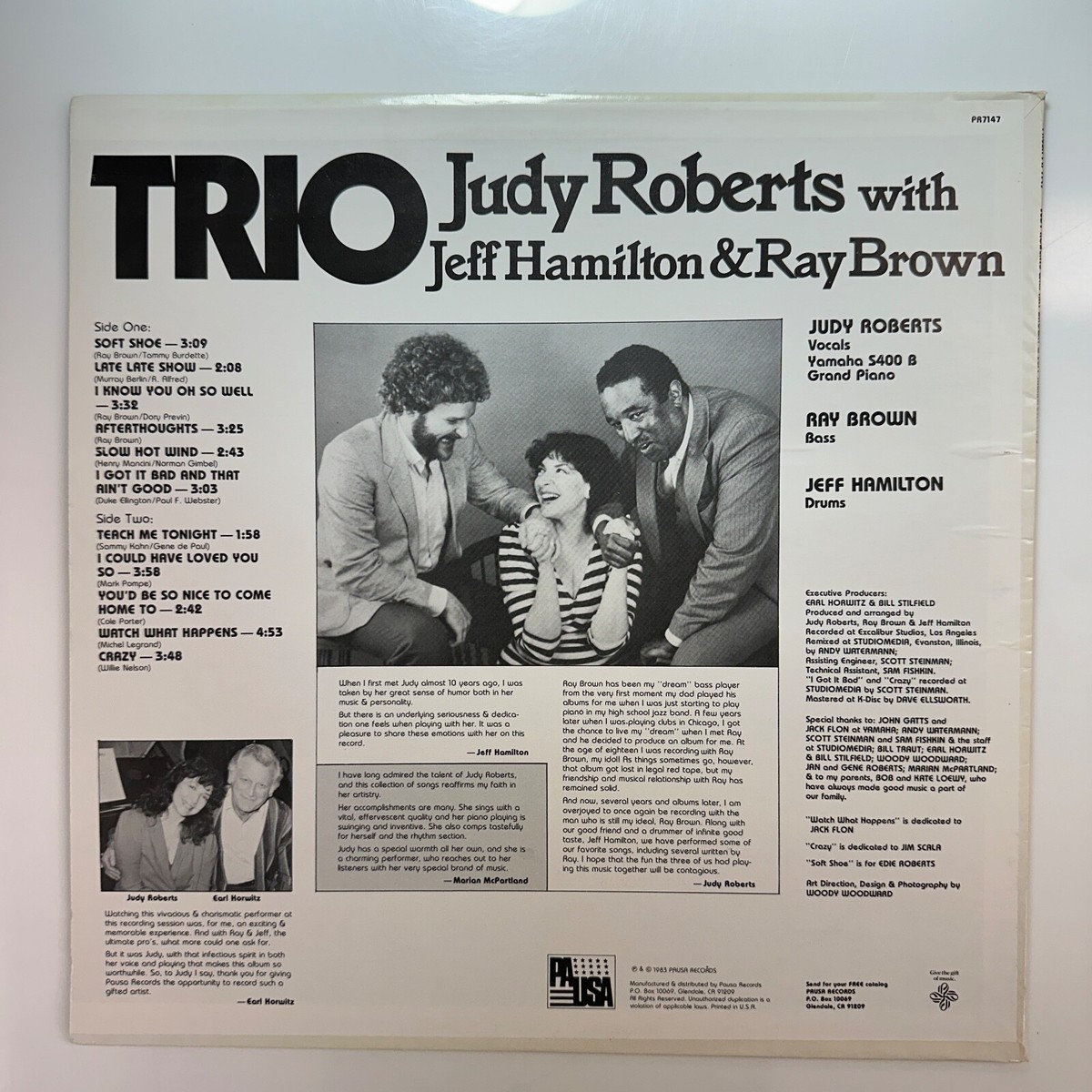 Trio Judy Roberts LP Record Vinyl Judy Roberts Ray Brown Jeff