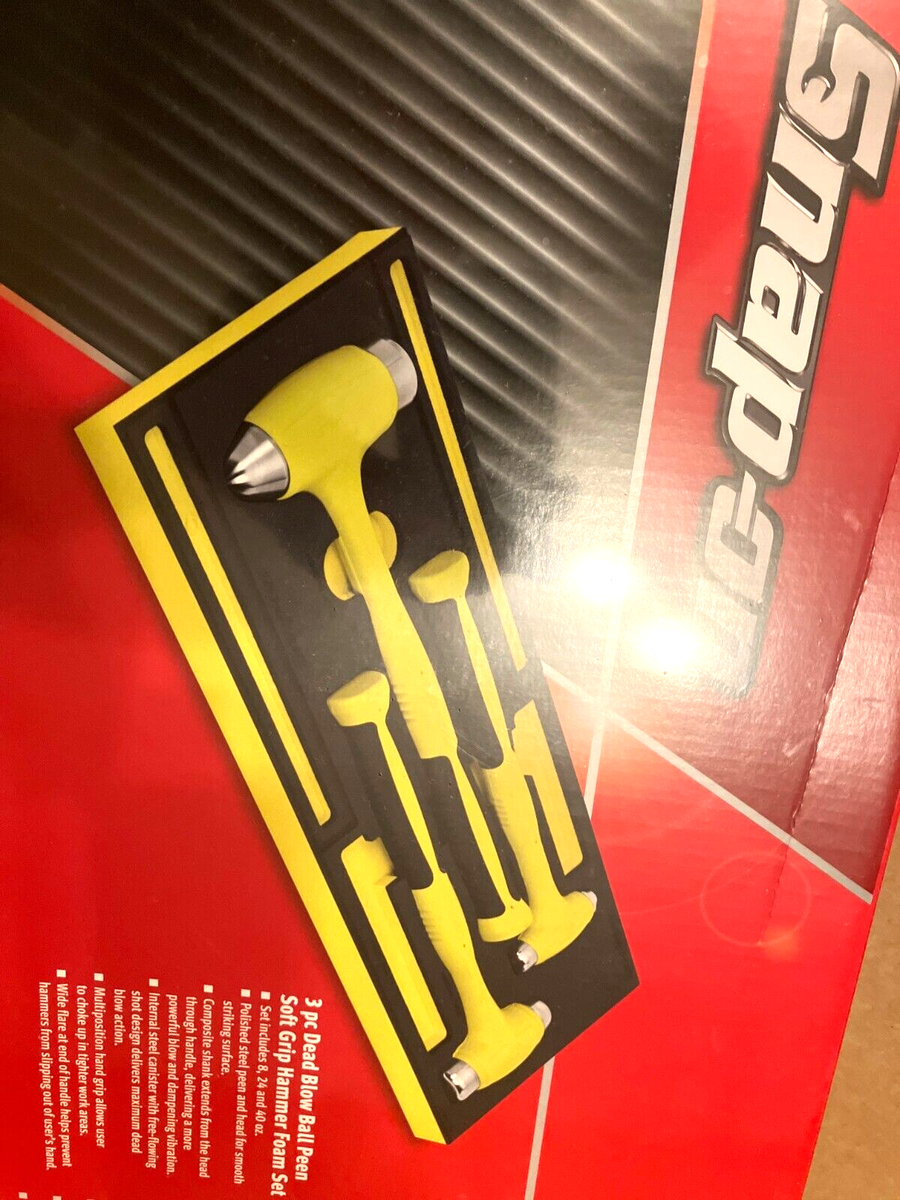 Snap-on 3pc Hi-Viz Ball Peen Dead Blow Hammer Foam Set of 3