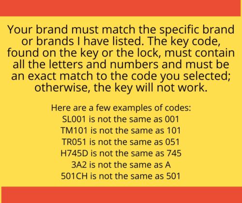 Trimark Keys Camper RV Winnebago Replacement Key Cut to your Code TM426-TM448 - Picture 2 of 2