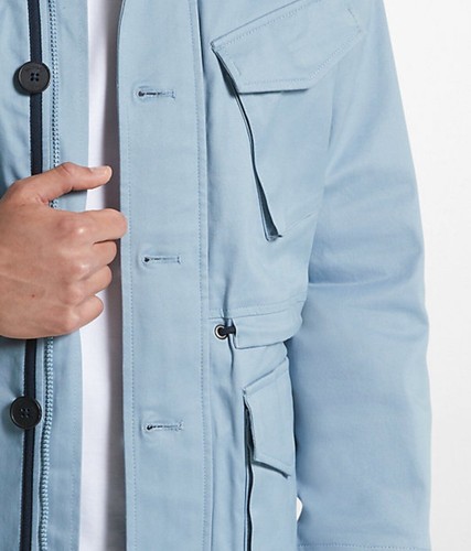Chaqueta de campo Michael Kors para hombre con capucha azul cambray CR420599L1 talla M $398 - Imagen 3 de 4
