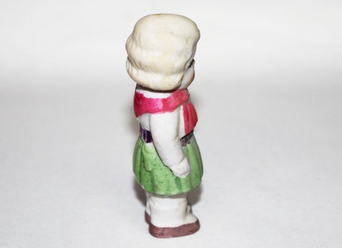 Vintage Porzellan Biskus Baby Puppe Mädchen Figur gefroren Charlotte rosa Schal Spielzeug - Bild 4 von 5