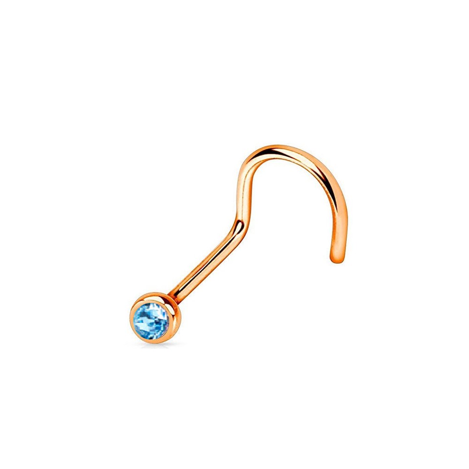 18G 20G Nose Screw Rings Rose Gold IP Over Surgical Steel Press Fit Gem Jewelry