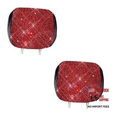 2 Pcs Bling Car Headrest Covers,Universal Glitter Car Seat Headrest Red