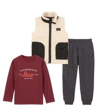 G.H. Bass Co. Kids 3 Piece Vest Set Cream Maroon Joggers Size 6