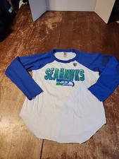 Youth Junk Food White NFL Seattle Seahawks Raglan Long Sleeve T-Shirt NWOT