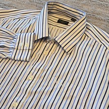 Paul Smith London Mens Blue Striped Button Down Dress Shirt Size 18 44 XL