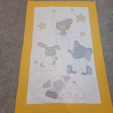 Handmade Quilt Two-Sided Baby Shower Blanket Unisex 58 x 38 Crib Elephant Lamb