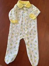 Vtg Lullaby Land One Piece Plastic Square Snap Up Baby Outfit Sz Large 14-19 Lbs