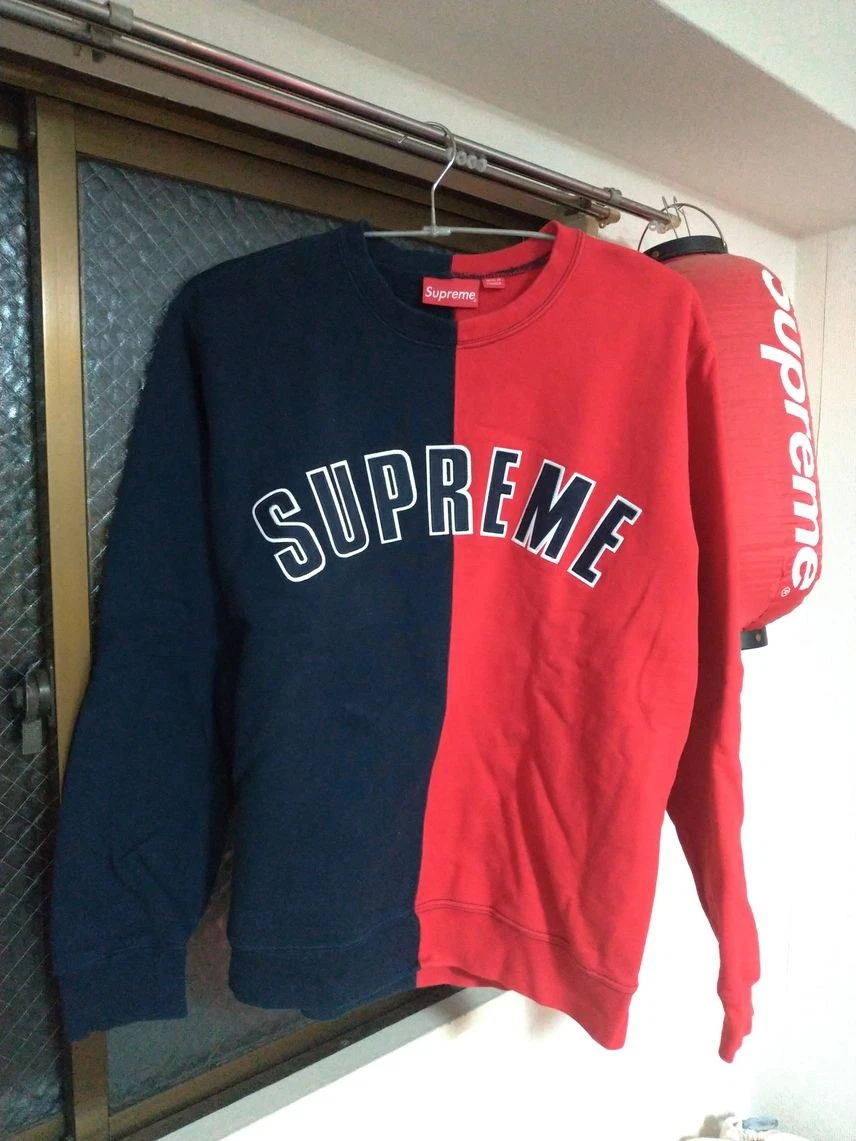 Sweat col rond fendu Supreme bleu marine