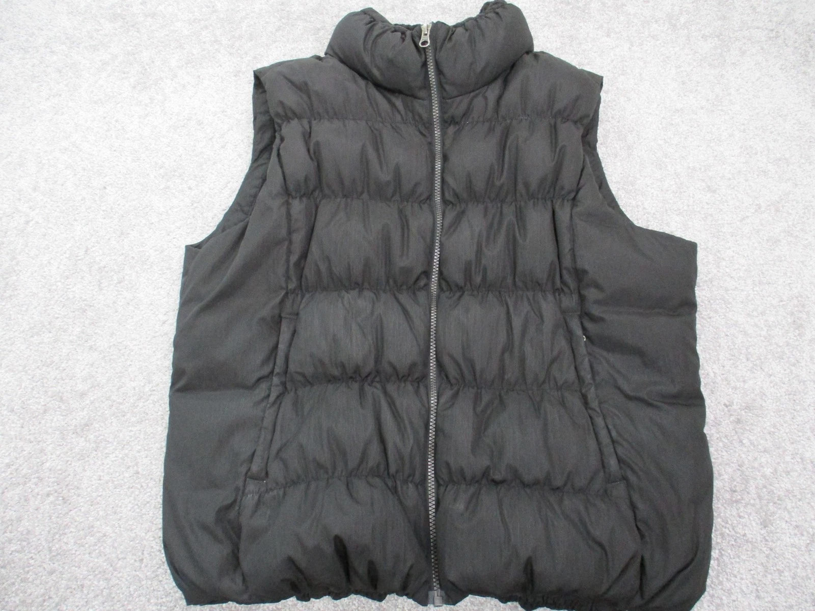 Eddie Bauer Goose Down Puffer Vest Mens L Black Quilted Full Zip Outdoor Warm
