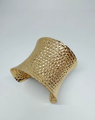 PRETTYLITTLETHING Manchette Bracelet jonc doré 6 cm art vintage /EBVO - Photo 1/3