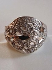 Rare Vintage Pierre Cardin Oval CZ Band Statement Ring Size 7 Sterling Silver 