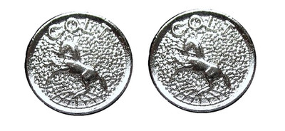 Silver Colt Rampant Stallion Medallions Set (2) 1/2'' Pewter for 1911 Grips