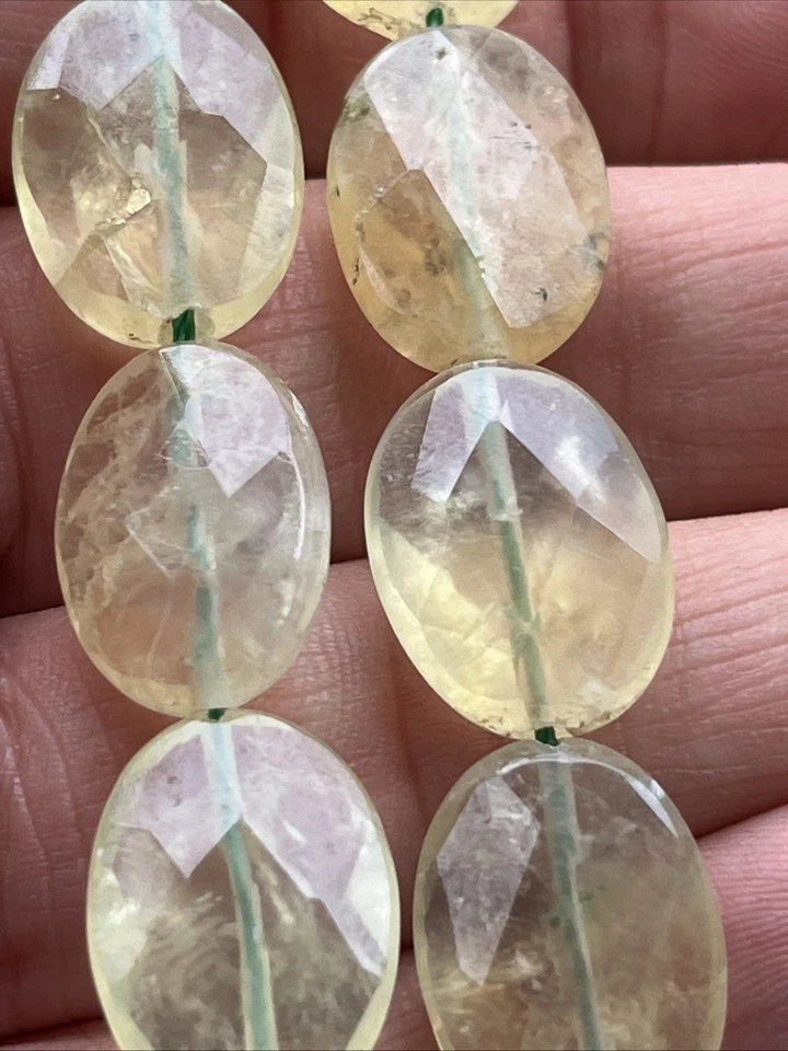 Prehnit Perlen Oval Facettiert Mit Loch 23 Stück 17 mm Edelstein Kristall DIY - Bild 2 von 4