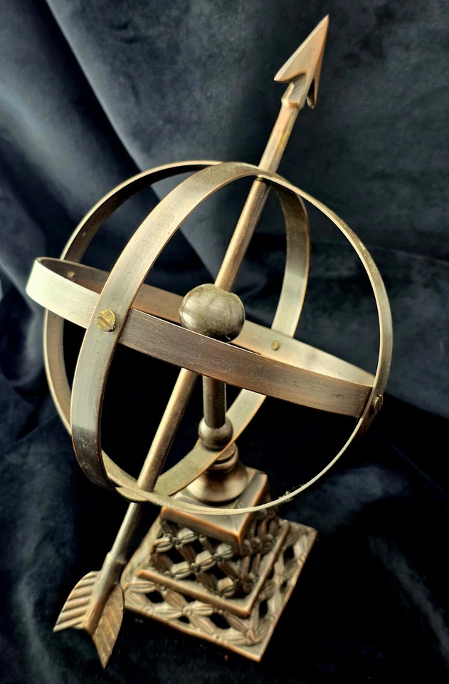 Esfera armilar de metal vintage decoración acabado bronce globo escultura escritorio acento Foto 2 de 4