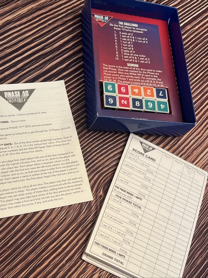 1993 Fundex Phase 10 dice The fun and challenging dice game Complete 1-8 players - Image 3 of 4