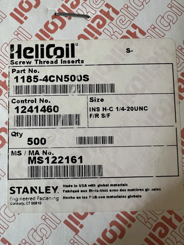 Stanley Helicoil Spool 1/4 - 20UNC 1185-4CN500S. Read Description. - Image 2 of 4