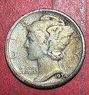 1934D US Mercury SILVER Dime "Denver" Mint! Very Fine! Lower Mintage! Old Coin!