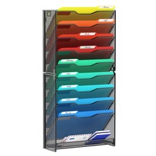 10 Tier Wall File Organizer, Hanging Wall Mount File Holder Paper Folder Mail...