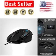 High Performance 502 Hero Gaming Mouse - RGB, Adjustable Weights, 25K Sensor