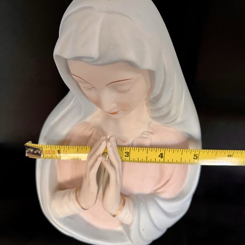 Virgin Mary Madonna Praying Hands Planter Vase Bisque Porcelain Vintage Japan 8" - Picture 9 of 14