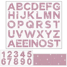 3 Sheets Glitter Letters Rhinestone Sticker Letter Bling Crystal Pink