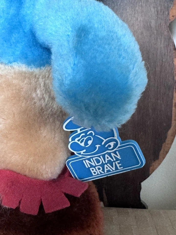 Smurf "Indian Brave" Plush Toy 1983 #4752 Wallace Berrie Peyo W/tags Collectors - Image 4 of 4