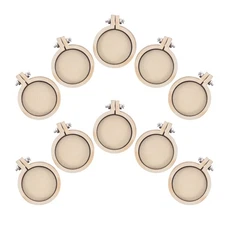 10 Pcs Mini Wooden Adjustable Embroidery Hoops Small Round Cross Frame