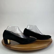 Womens St. John Vintage Black Suede Block Heel Slip On Pumps Heels Size 7 B GUC